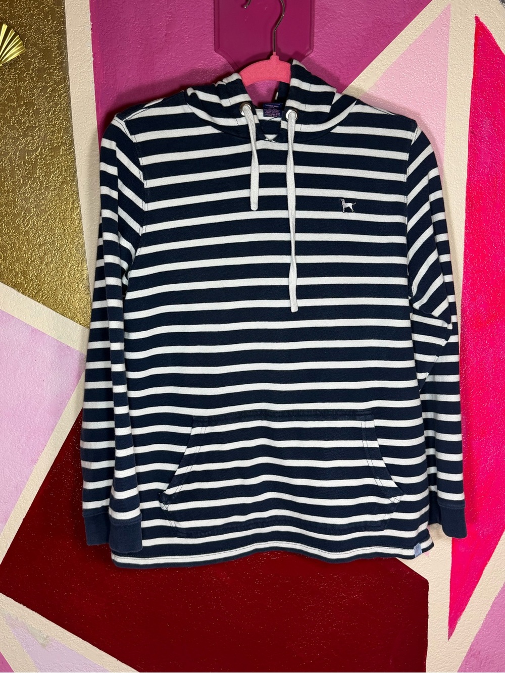 The Black Dog Navy Striped Hooded Pullover Sweatshirt Women's M